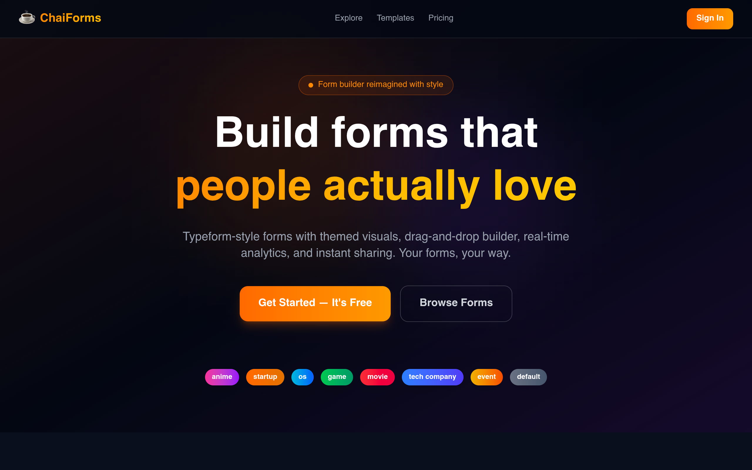 ChaiForms preview